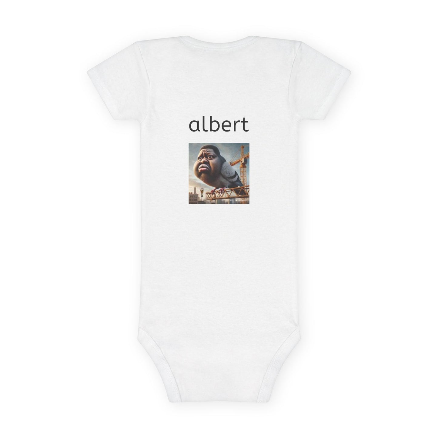 i named the baby greg front side albert backside premium baby onesie